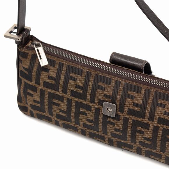 VTG FENDI Zucca FF Monogram Baguette Shoulder Bag Brown RARE - Picture 10 of 16